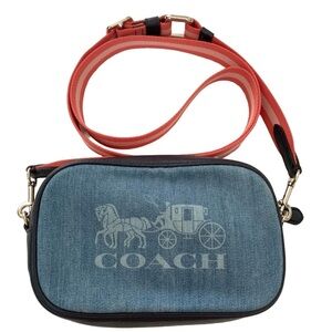Coach Jes Denim & pebbled Leather Convertible Crossbody Belt Bag NWOT